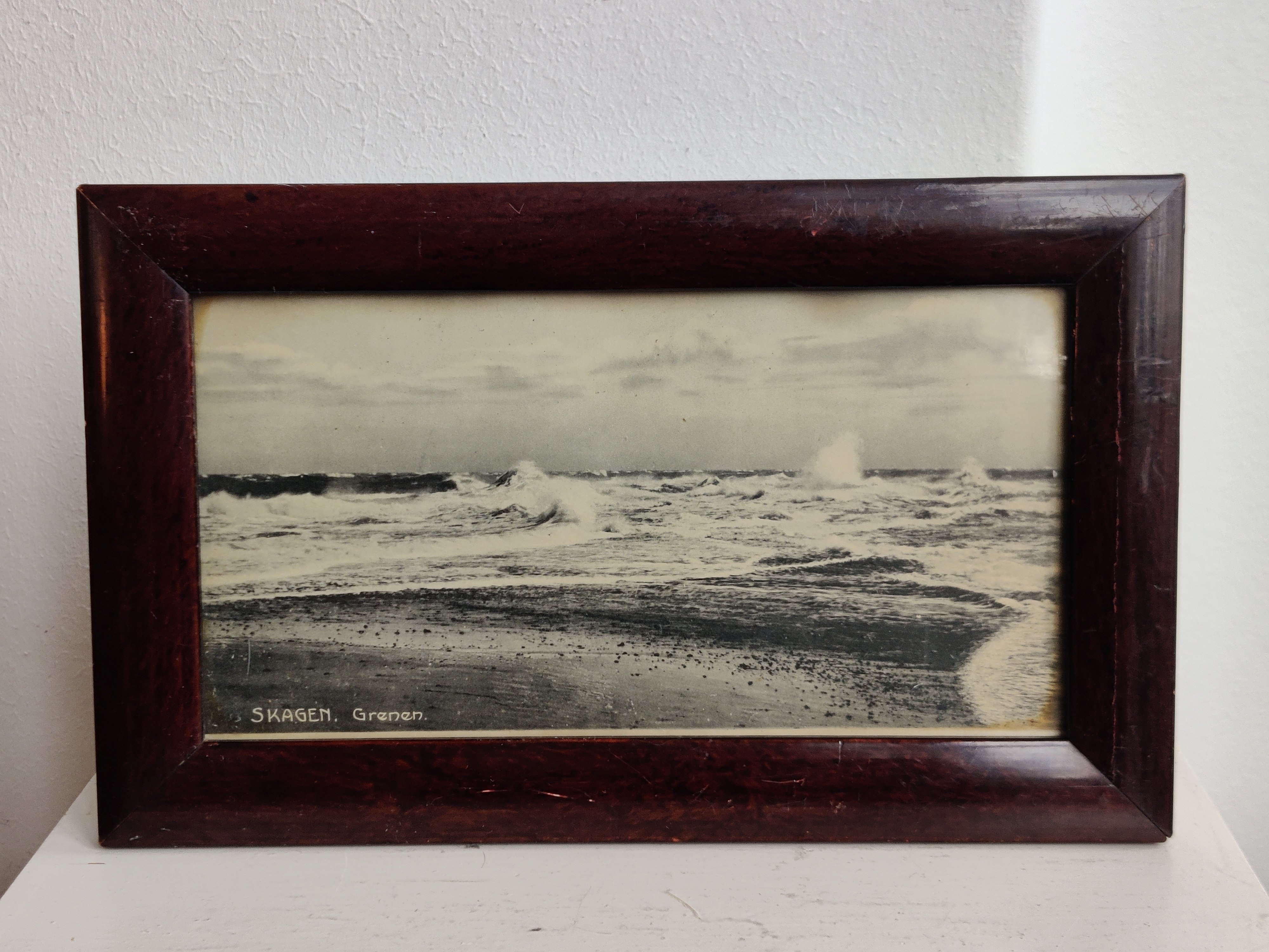 Skagen "Grenen" antikt fotokort i ramme