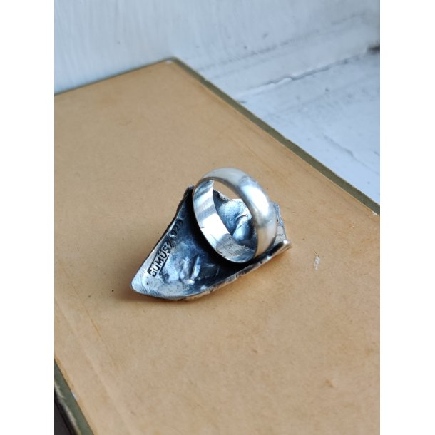 Unik s�lvring med ansigt, str 55