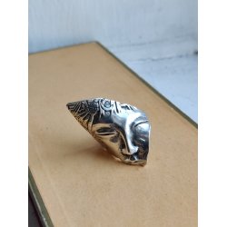 Unik s�lvring med ansigt, str 55