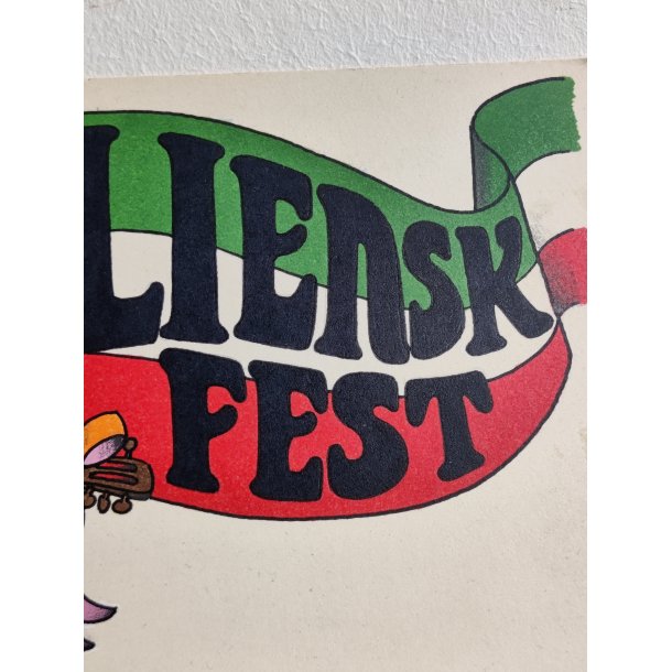 Herligt papskilt "Italiensk Fest", ca. 1970-1980