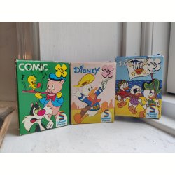 Tre gamle mini puslespil, Disney og Warner brothers