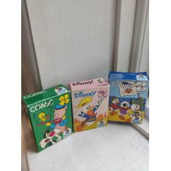 Tre gamle mini puslespil, Disney og Warner brothers