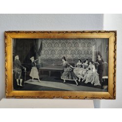 Antikt silkev�vet billede "F�gtetimen" 