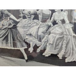 Antikt silkev�vet billede "F�gtetimen" 