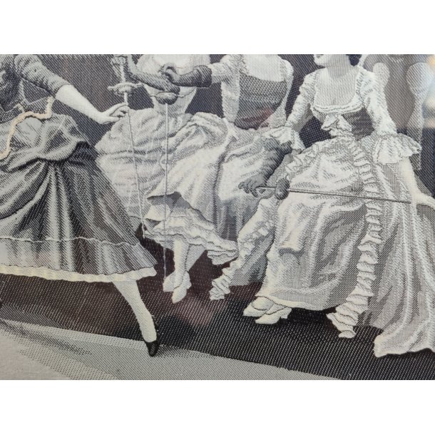 Antikt silkev�vet billede "F�gtetimen" 