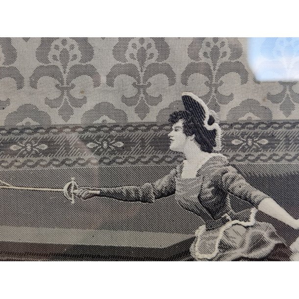 Antikt silkev�vet billede "F�gtetimen" 