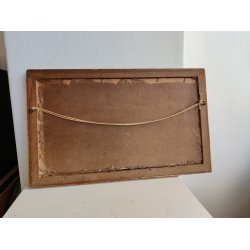 Antikt silkev�vet billede "F�gtetimen" 