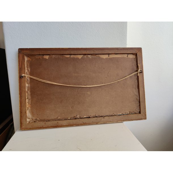 Antikt silkev�vet billede "F�gtetimen" 