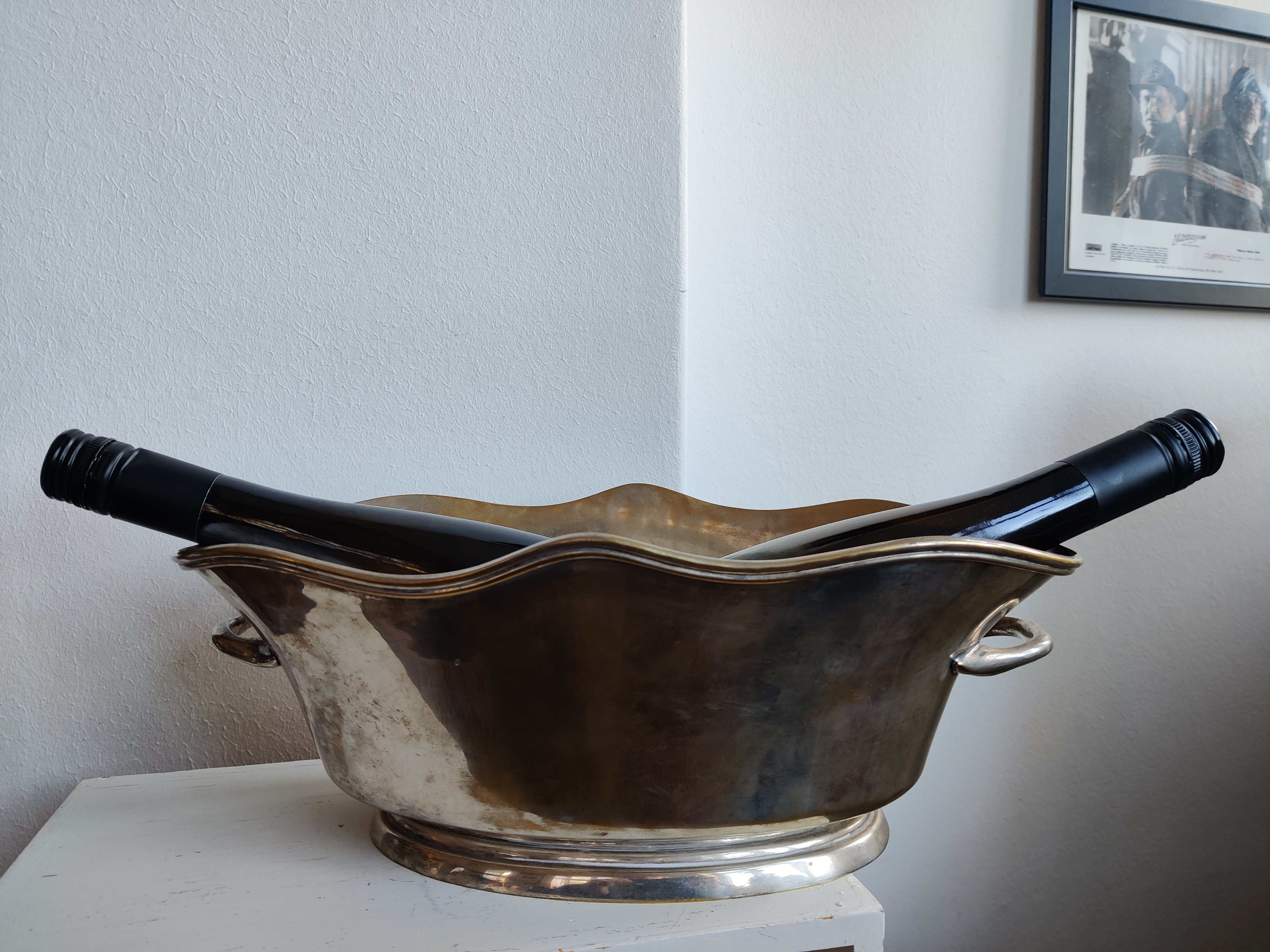 Oval gammel champagnekler i pletslv