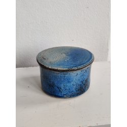 Smuk keramik l�gkrukke, bl� raku