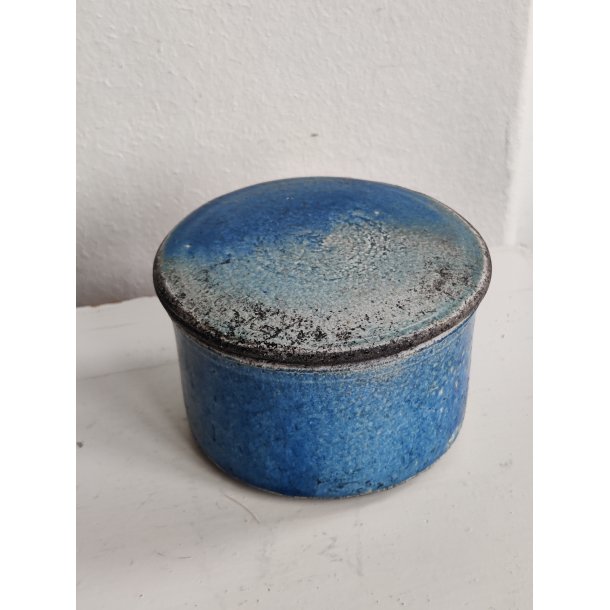 Smuk keramik l�gkrukke, bl� raku