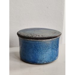 Smuk keramik l�gkrukke, bl� raku