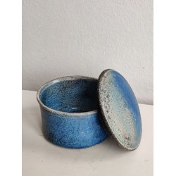 Smuk keramik l�gkrukke, bl� raku