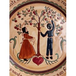 Pennsbury Pottery t�rtefad med �bletr�