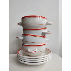 4 r�dstribede sk�le med undersk�le, Bridgwood England