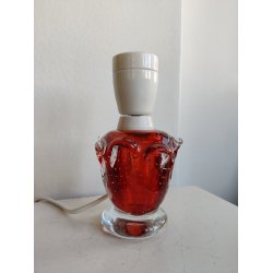 Vintage lampefod af r�dt glas