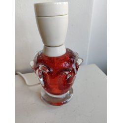 Vintage lampefod af r�dt glas