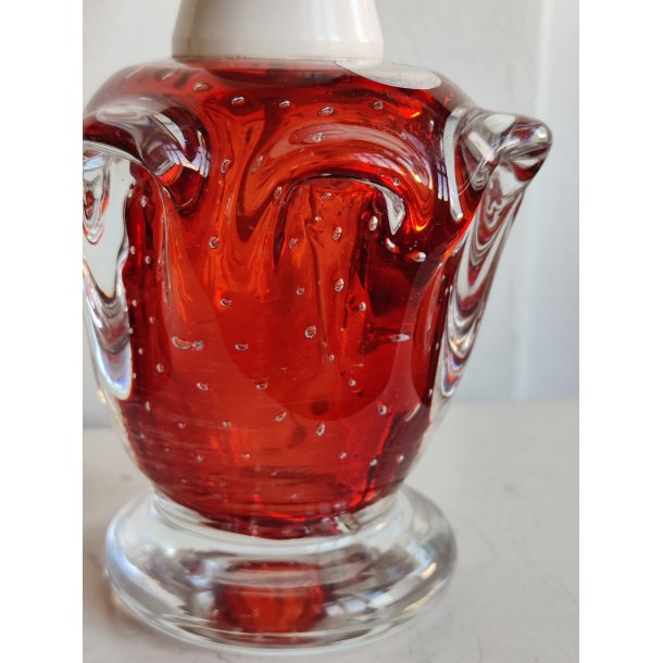 Vintage lampefod af r�dt glas