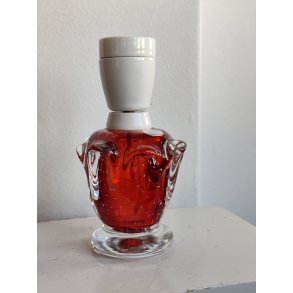 Vintage lampefod af r�dt glas