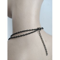 Halsk�de med sorte perler, choker/cascade 1990-2000