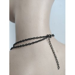 Halsk�de med sorte perler, choker/cascade 1990-2000