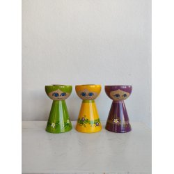 Lyholmer 3 lysestager gul, gr�n og lilla