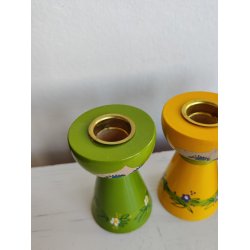 Lyholmer 3 lysestager gul, gr�n og lilla