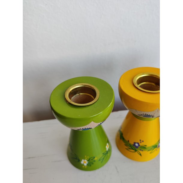 Lyholmer 3 lysestager gul, gr�n og lilla