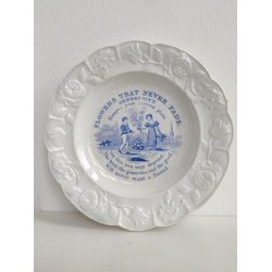 "Generosity". Antik engelsk b�rnetallerken, Flowers that never fade, ca. 1840. Bl�.