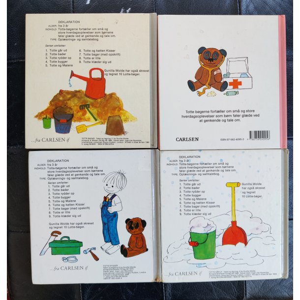 Fire gamle Totte b�ger nr 1, 2, 4, 10, Gunilla Wolde