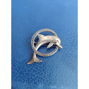 Delfin s�lvbroche med markasitter, 1990'erne