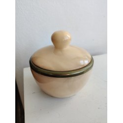 Alabast l�gkrukke med messingkant, 1930erne