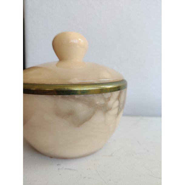 Alabast l�gkrukke med messingkant, 1930erne