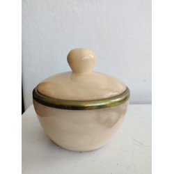 Alabast l�gkrukke med messingkant, 1930erne