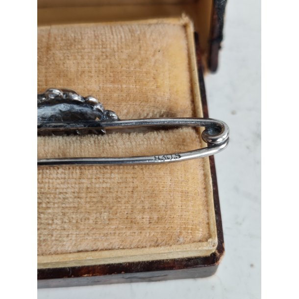 Vintage smykken�l med blomst 830S s�lv