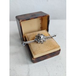 Vintage smykken�l med blomst 830S s�lv