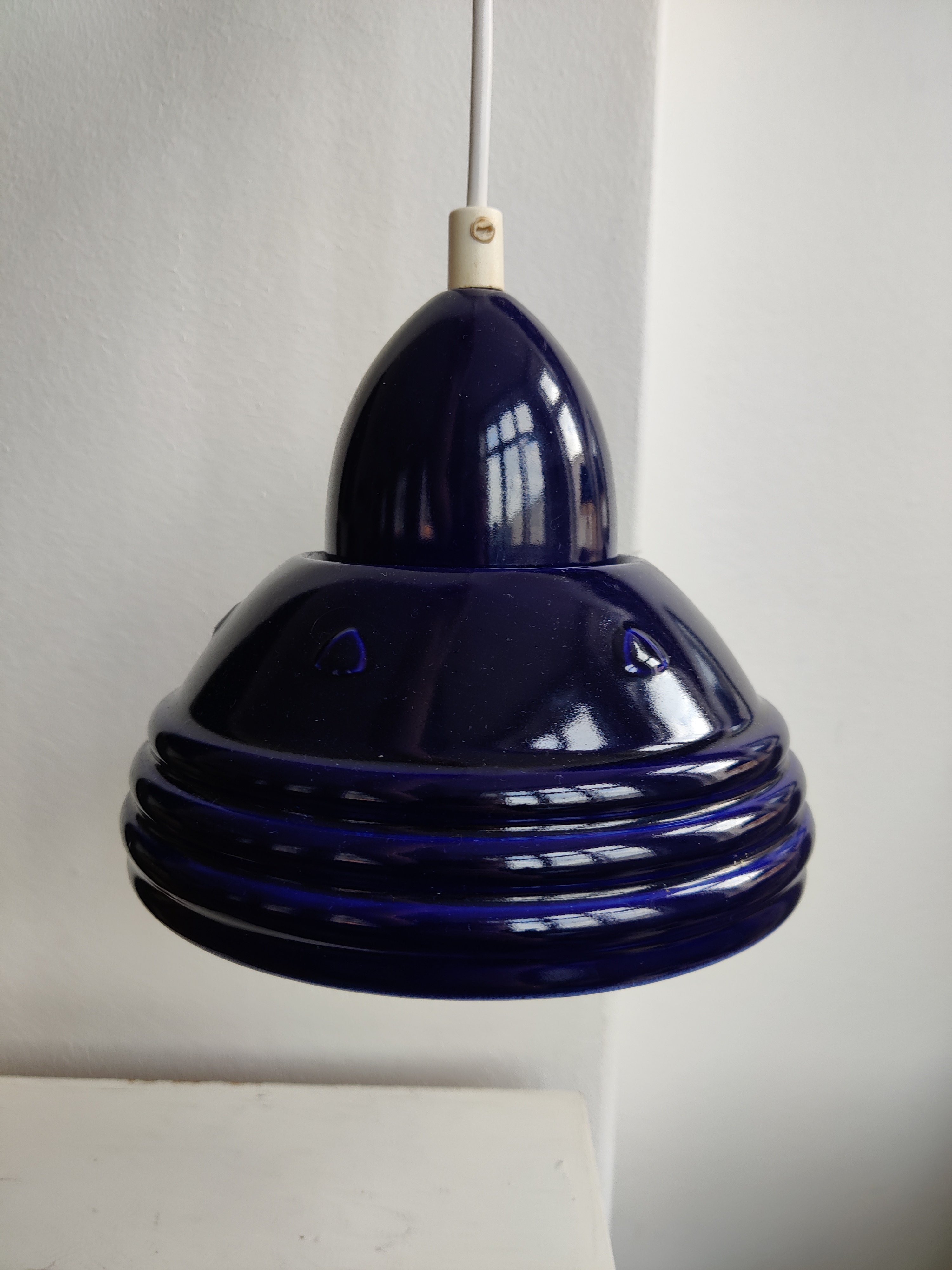 Sholm pendel, koboltbl keramiklampe