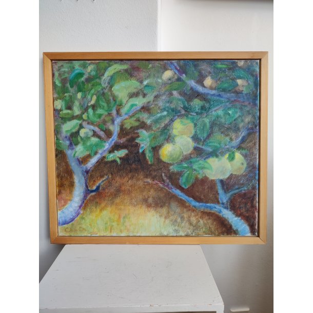 �bler p� grene. Originalt maleri, Ch. v. Ch.