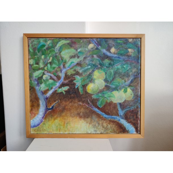 �bler p� grene. Originalt maleri, Ch. v. Ch.