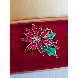 Vintage julebroche med juleblomst