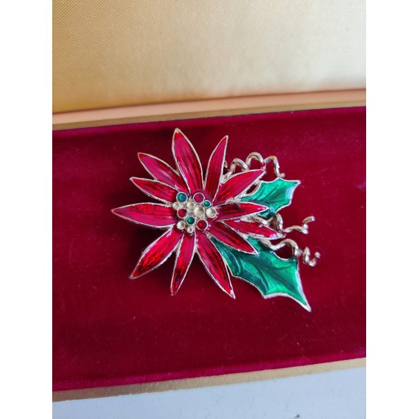 Vintage julebroche med juleblomst