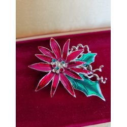 Vintage julebroche med juleblomst