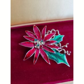 Vintage julebroche med juleblomst