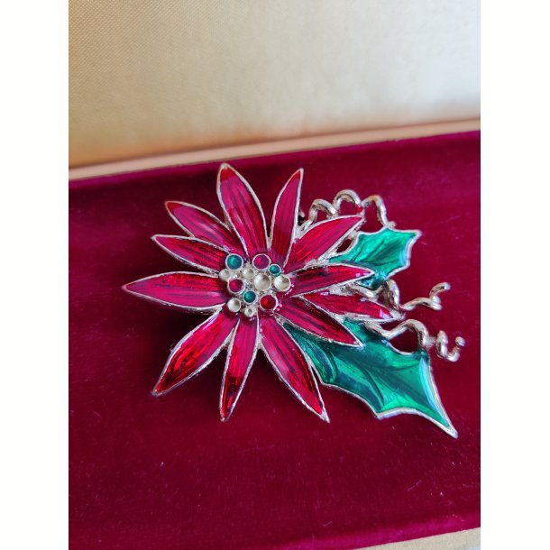 Vintage julebroche med juleblomst