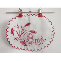 Gammel broderet serviet til br�dkurv