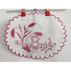 Gammel broderet serviet til br�dkurv