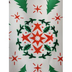 Juledug fra 1950'erne med nisser og grise i galop