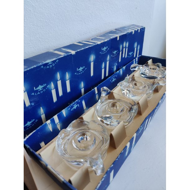 4 vintage kertestager i glas, Aladdin 