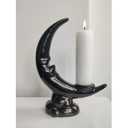 Vintage m�ne-lysestage i fajance, sort