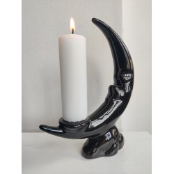 Vintage m�ne-lysestage i fajance, sort